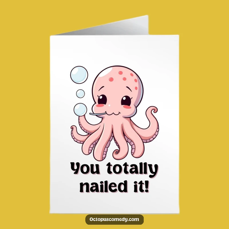 Free Printable Congrats Card: Goofy Octopus Funny Downloadable Gift