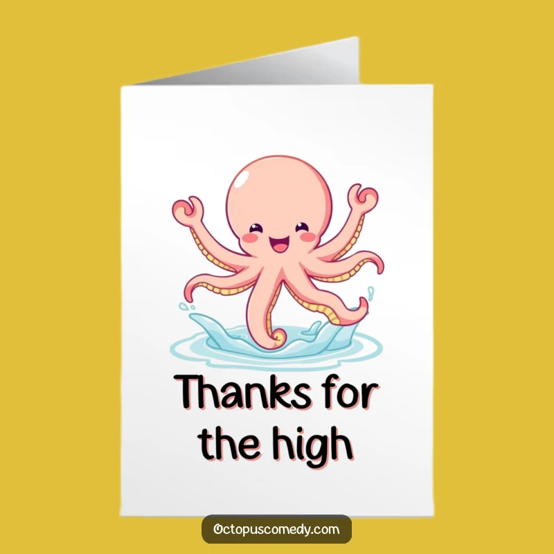 Free Printable Bouncy Octopus Thank You Card: Splashy Thanks Downloadable Gift
