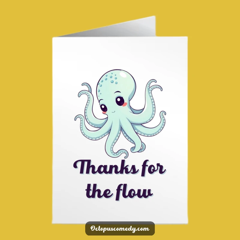 Free Printable Dancing Octopus Thank You Card: Flowing Thanks Downloadable Gift