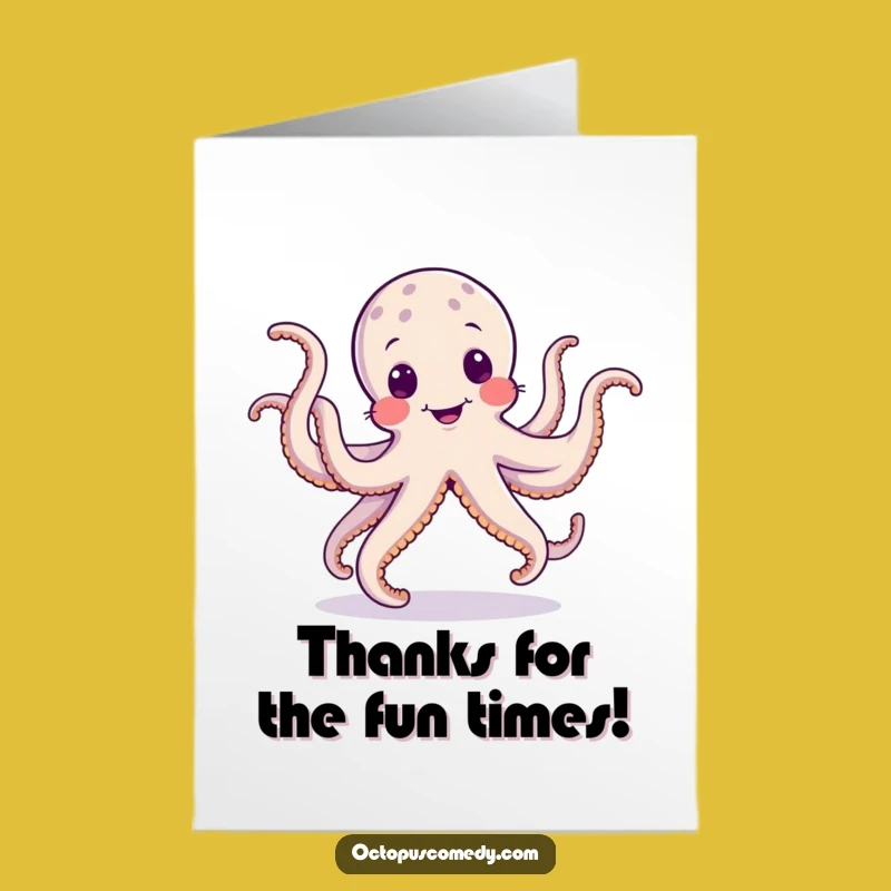 Free Printable Dancing Octopus Thank You Card: Funny Downloadable Art Expressing Gratitude