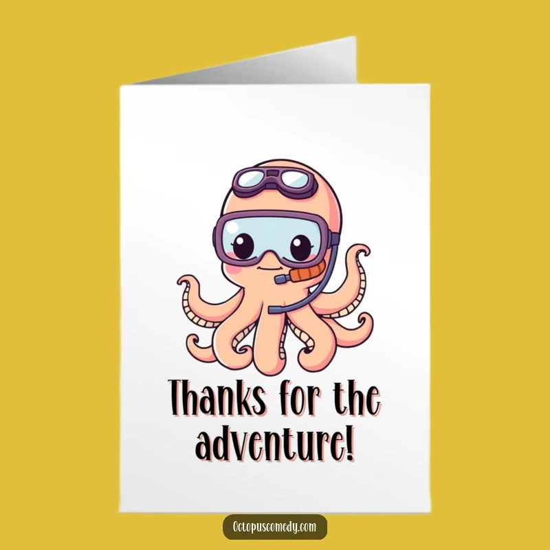 Free Printable Thank You Card: Adventurous Snorkel Octopus Expresses Gratitude
