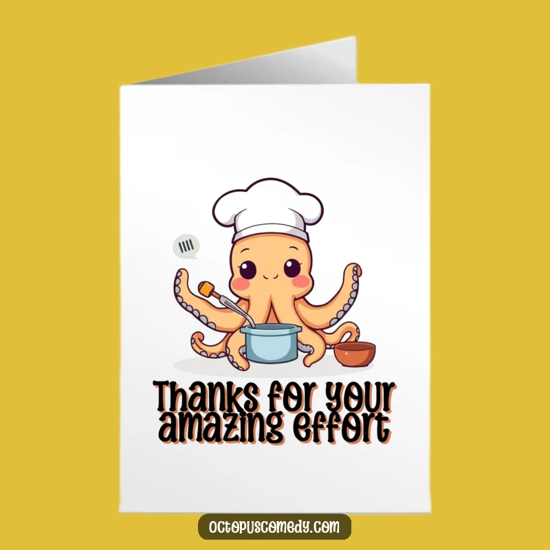 Free Printable Thank You Card: Chef Octopus, Tasty Downloadable Gift