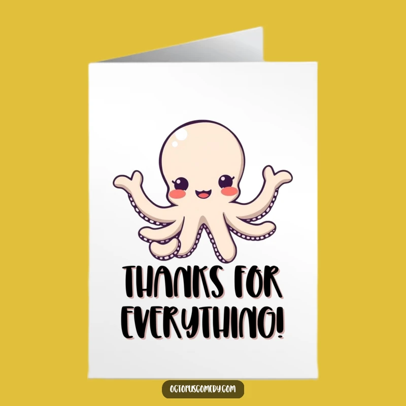 Free Printable Thank You Card: Friendly Kawaii Octopus Arms - Print at Home