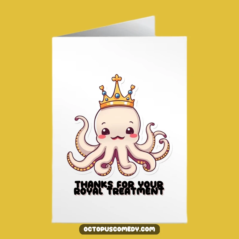 Free Printable Thank You Card: Funny Crowned Octopus for Royal Thanks