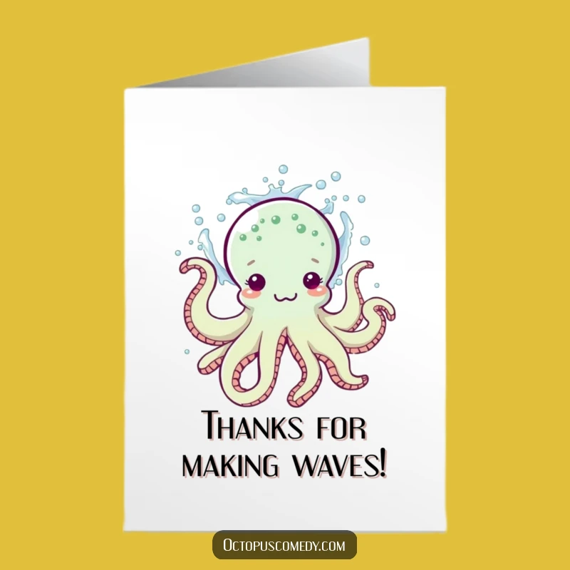 Free Printable Thank You Card: Funny Octopus Splashing Water, Express Gratitude Downloadable Style!