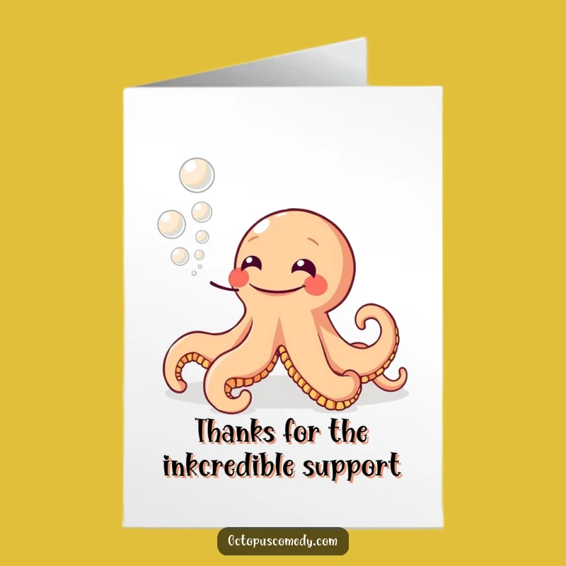 Free Printable Thank You Card: Grinning Octopus Ink Bubbles, Express Thanks Downloadable Style!