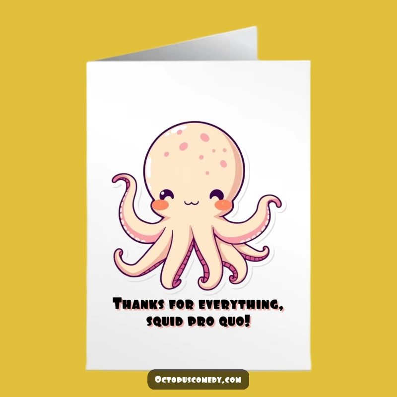 Free Printable Thank You Card: Kawaii Octopus Gratitude, Funny Downloadable Gift