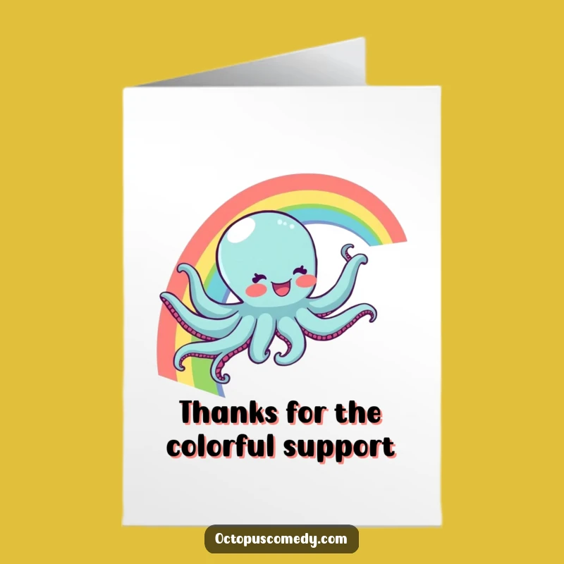 Free Printable Thank You Card: Rainbow Octopus, Cheerful Downloadable Gift