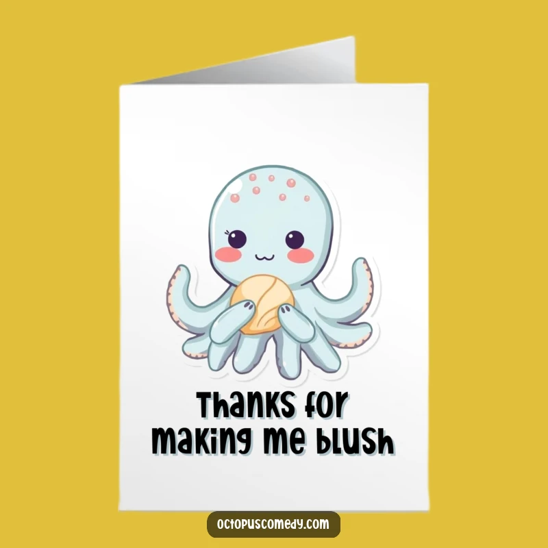 Free Printable Thank You Card: Shy Octopus Expressing Gratitude - Funny Downloadable Gift