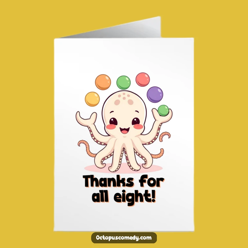 Free Printable Thank You Card: Smiling Octopus Juggling Balls Gift