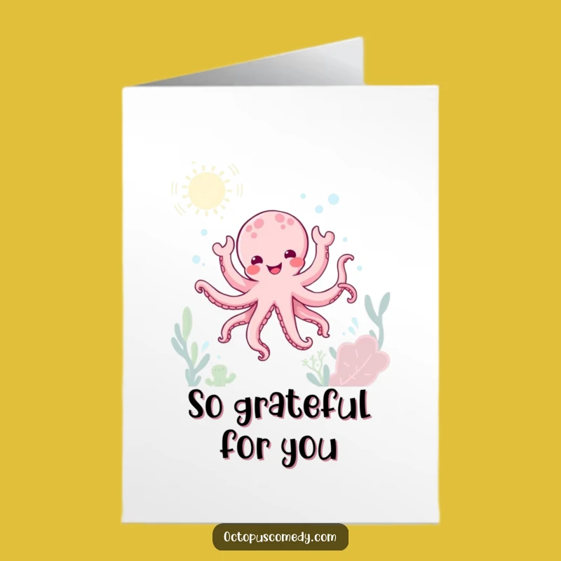 Free Printable Thank You Card: Dancing Kawaii Octopus - Print at Home