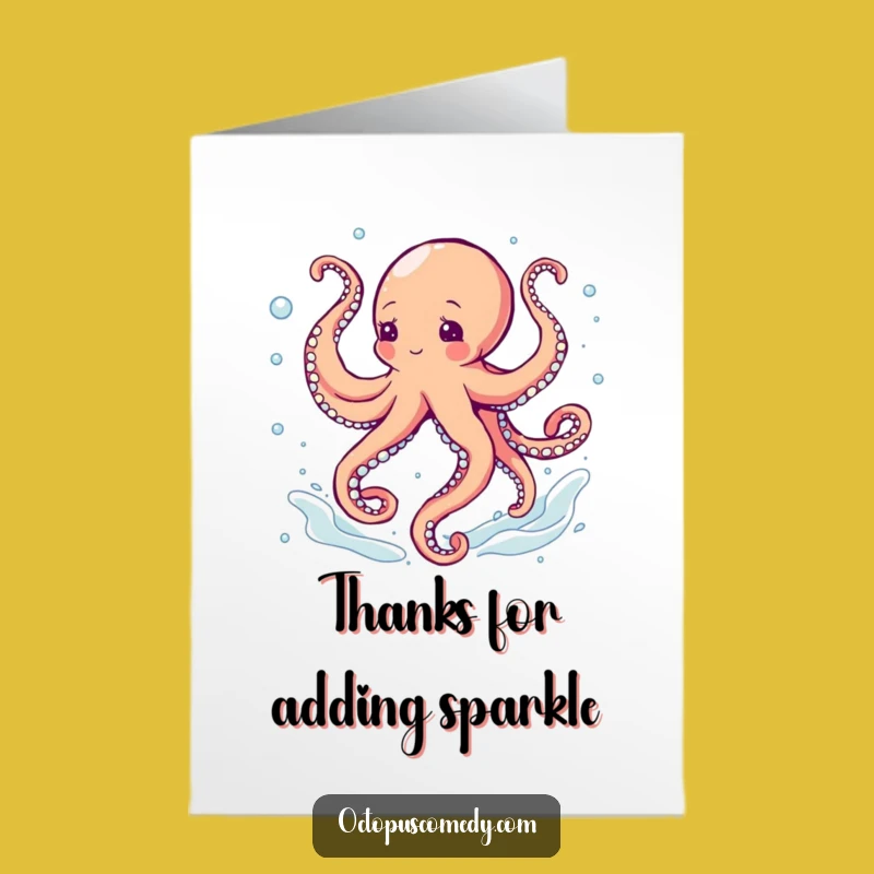 Free Printable Thank You Card: Funky Dancing Octopus Downloadable for Gratitude