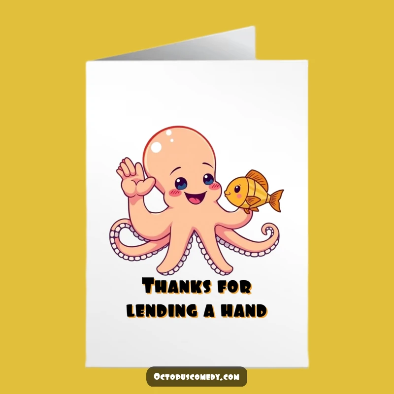 Free Printable Thank You Card: Funny Octopus High-Five Downloadable for Gratitude