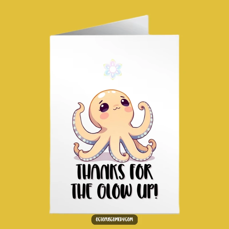 Funny Free Printable Thank You Card: Octopus's Glowing Appreciation, Humorous Downloadable Gift