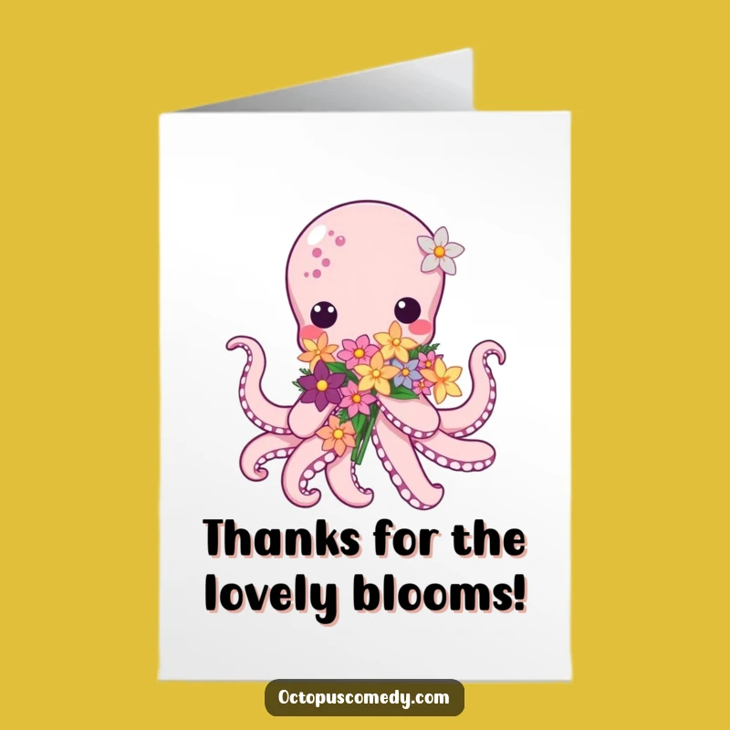 Free Printable Thank You Card: Kawaii Octopus - Blooming Gratitude Downloadable Gift!
