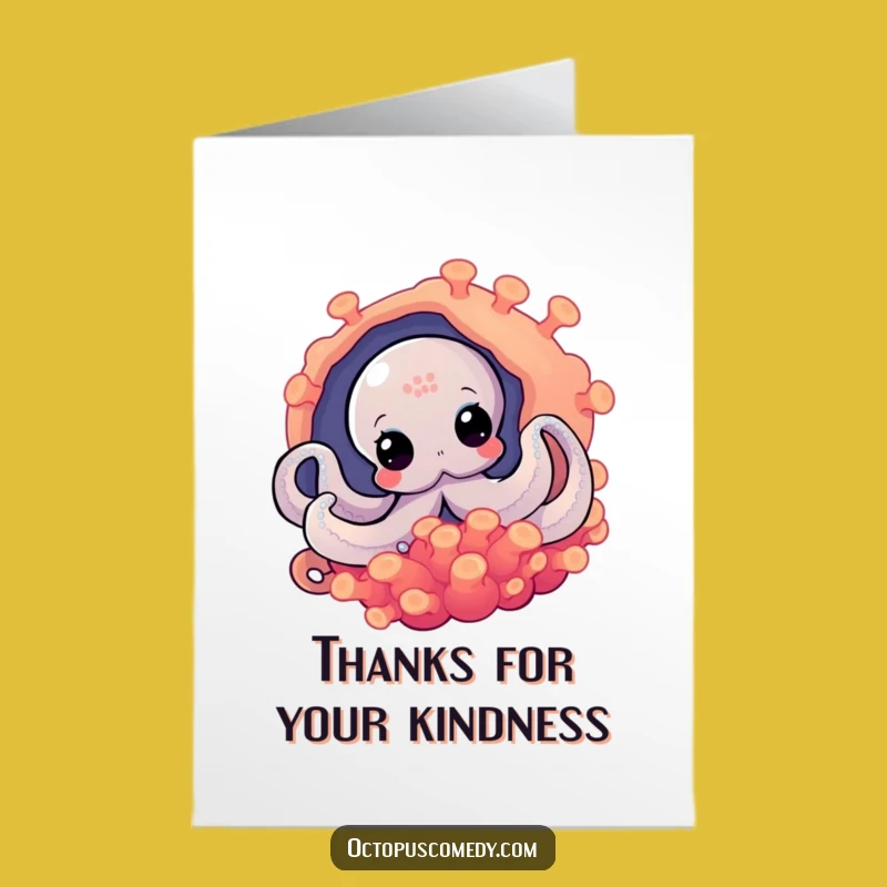 Free Printable Thank You Card: Curious Octopus Peeking Downloadable for Thanks