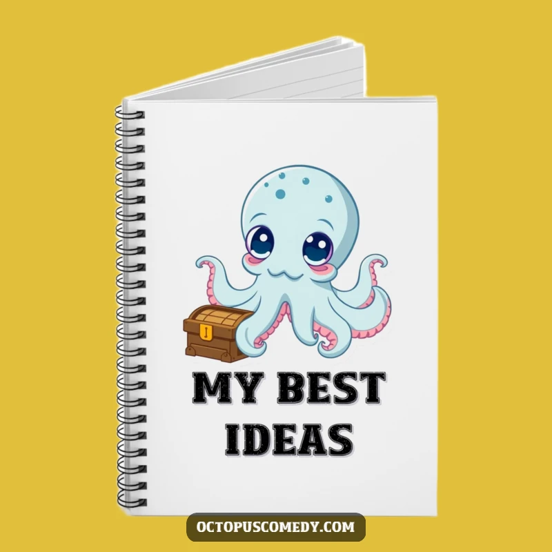 Funny Curious Octopus Treasure Chest Notebook - Journal Your Finds