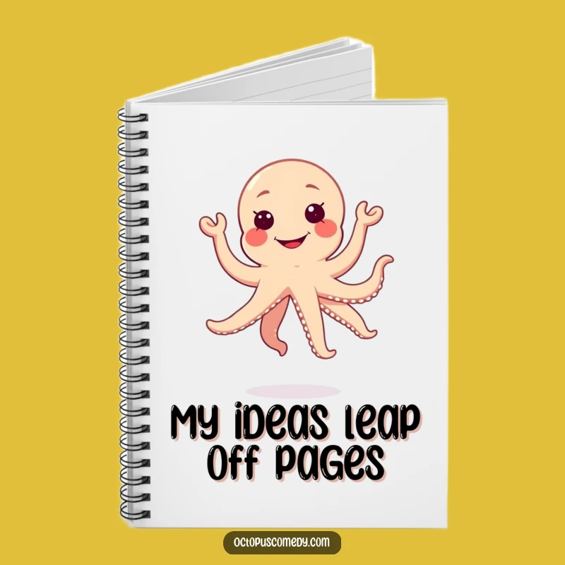 Funny Kawaii Octopus Notebook, Silly Grin Journal Gift