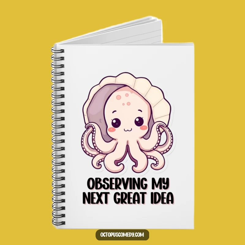 Funny Kawaii Octopus Seashell Notebook, Perfect Gift for Writers