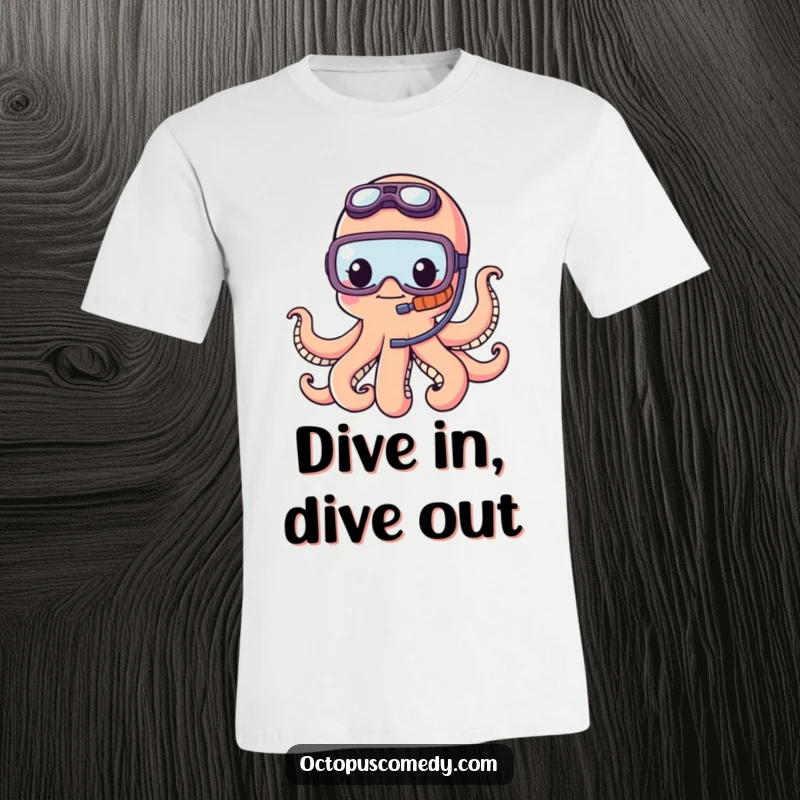 Funny kawaii octopus wearing a tiny snorkel, looking adventurous and ready for aquatic escapades on this comfortable tee.