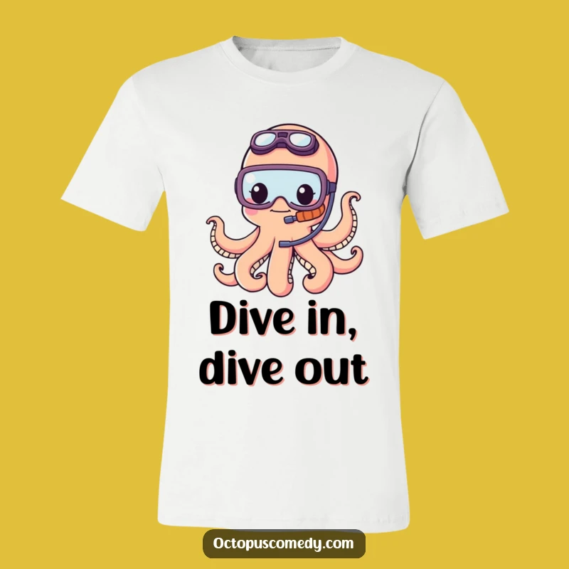 Funny Adventurous Octopus Snorkel T-Shirt: Quirky Kawaii Outerwear