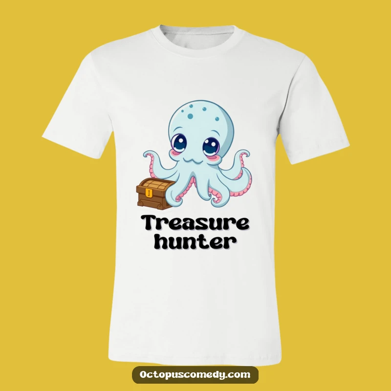 Funny Curious Octopus Treasure Chest T-Shirt - Explore Humor Tee