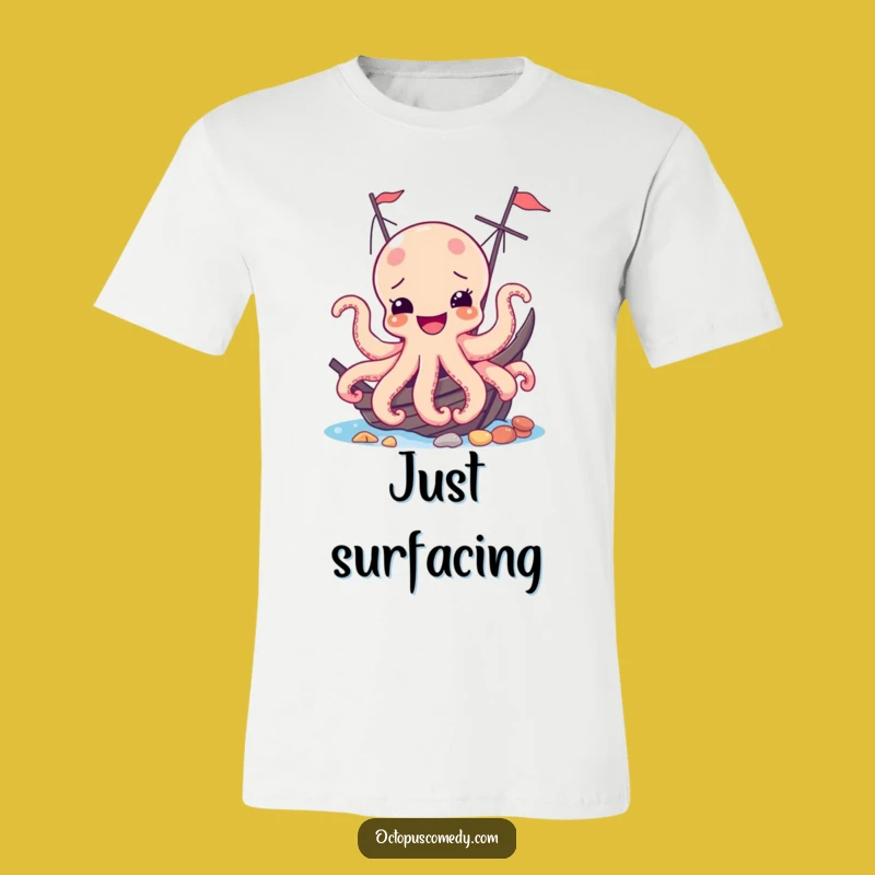 Funny Joyful Octopus Shipwreck T-Shirt - Comical Ocean Humor Tee