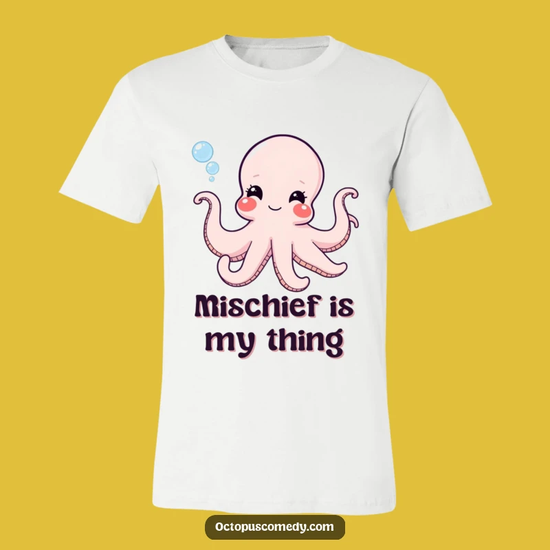 Funny Octopus Bubble Grin T-Shirt - Playful Ocean Mischief Tee