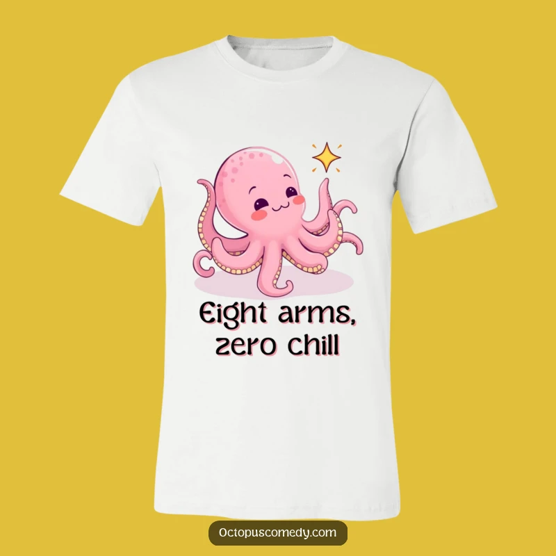Funny Octopus T-Shirt: Hilarious Animated Sparkle Chase Tee for Humor Lovers