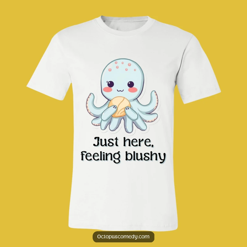 Funny Shy Kawaii Octopus T-Shirt: Adorable Seashell Lover Tee