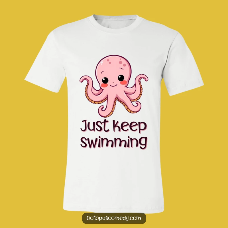 Funny Octopus Wiggle T-Shirt: Determined Swimmer Expressing Humorous Joy