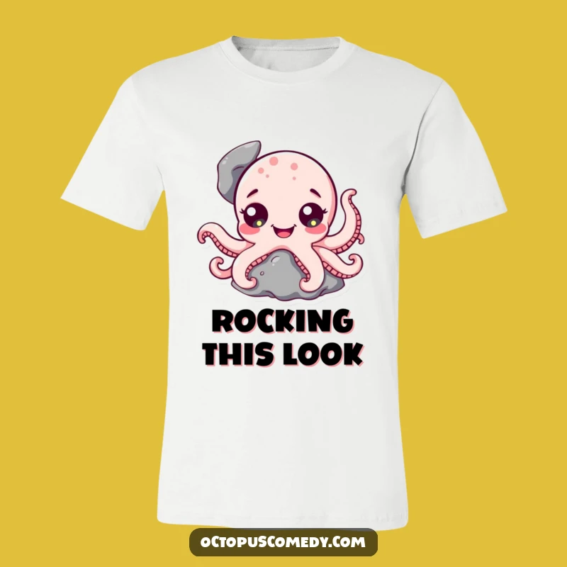 Funny Octopus T-Shirt: Peeking Character with Happy Eyes Humor!