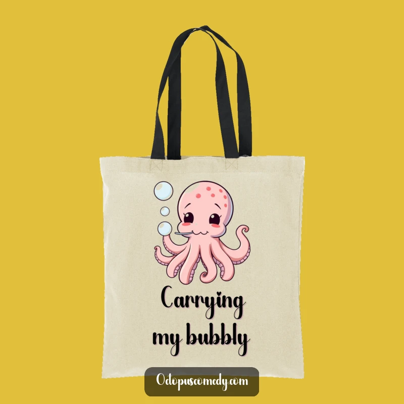 Funny Octopus Bubbles Tote Bag: Carry Comical Sea Fun