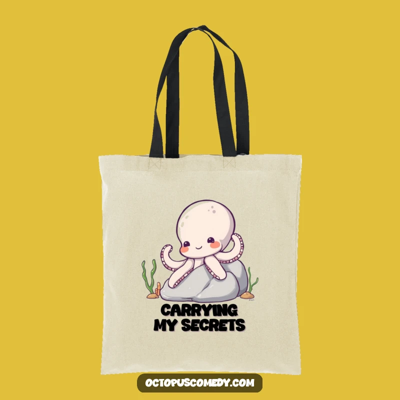 Funny Shy Octopus Tote Bag: Ocean Peek Carryall - Cute Gift
