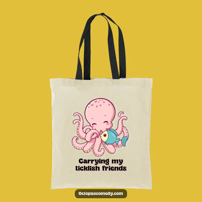 Funny Octopus Tickling Fish Tote Bag: Playful Sea Companion