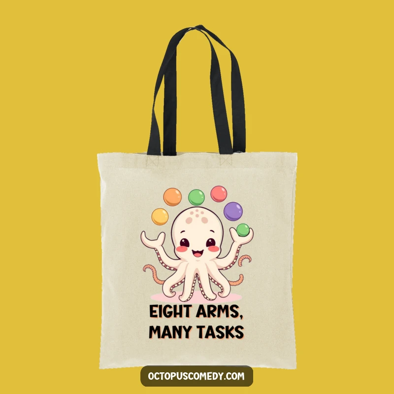 Funny Octopus Tote Bag: Juggling Balls & Handy Humor