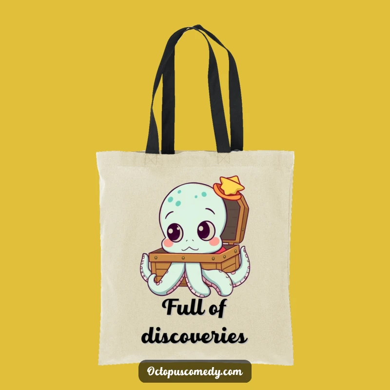 Curious Octopus Tote Bag: Funny Accessory for Treasure Hunters