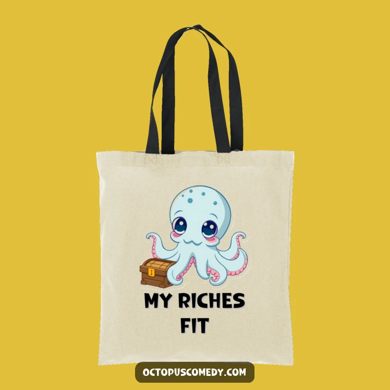 Funny Curious Octopus Treasure Chest Tote Bag - Carry Your Finds