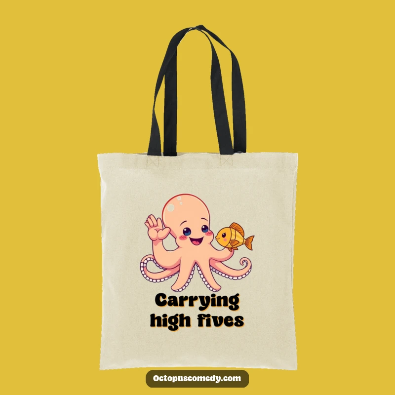 Funny Octopus High-Five Tote Bag: Carry Your Cheer in This Hilarious Accessory