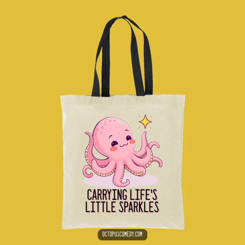 Funny Octopus Tote Bag: Stylish Animated Sparkle Chase Accessory - Gift Idea