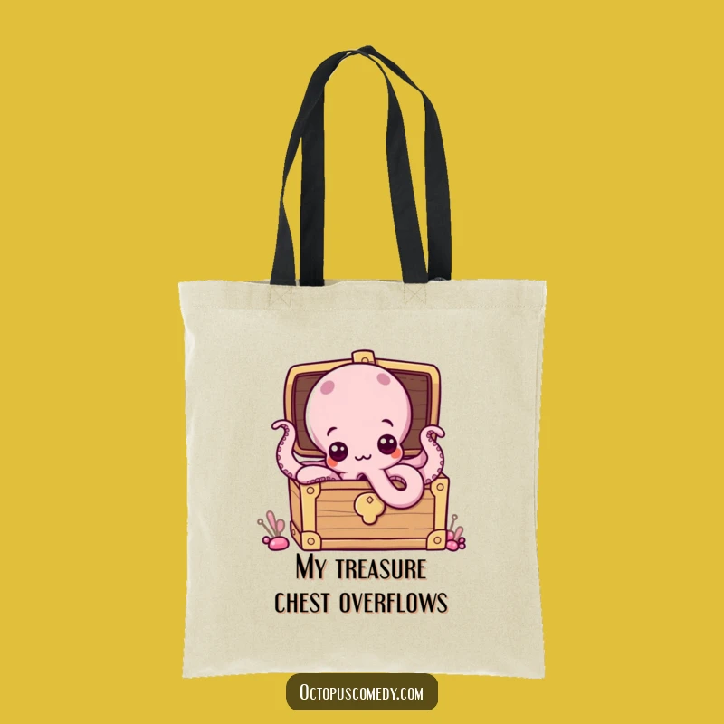 Funny Octopus Treasure Chest Tote Bag: Carry Your Laughs, Perfect Humorous Gift
