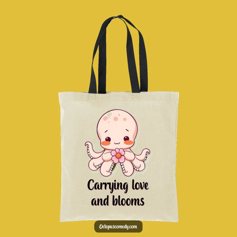 Funny Shy Octopus Flower Tote Bag: Chic & Cute Blushing Accessory Gift