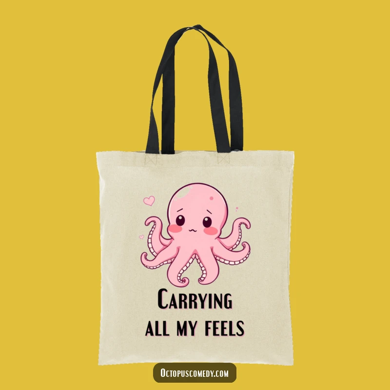 Funny Surprised Octopus Tote Bag: Carry Your Errands with Blushing Humor