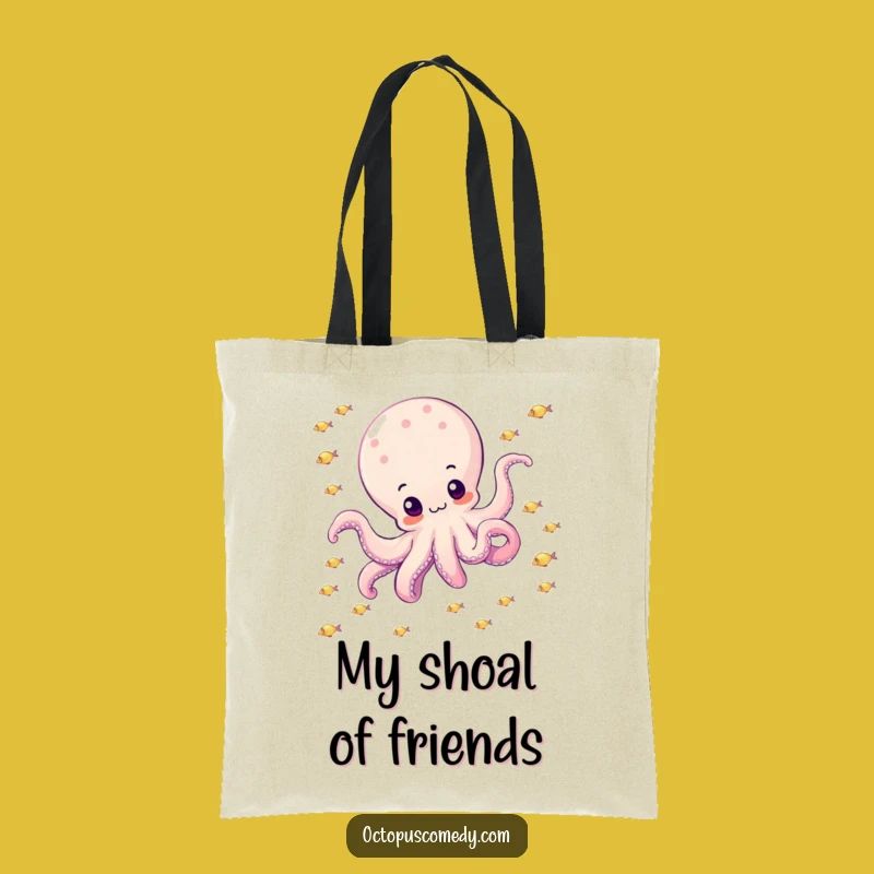 Funny Octopus Tote Bag: Drifting with Sparkly Fish, Ocean Carry-All